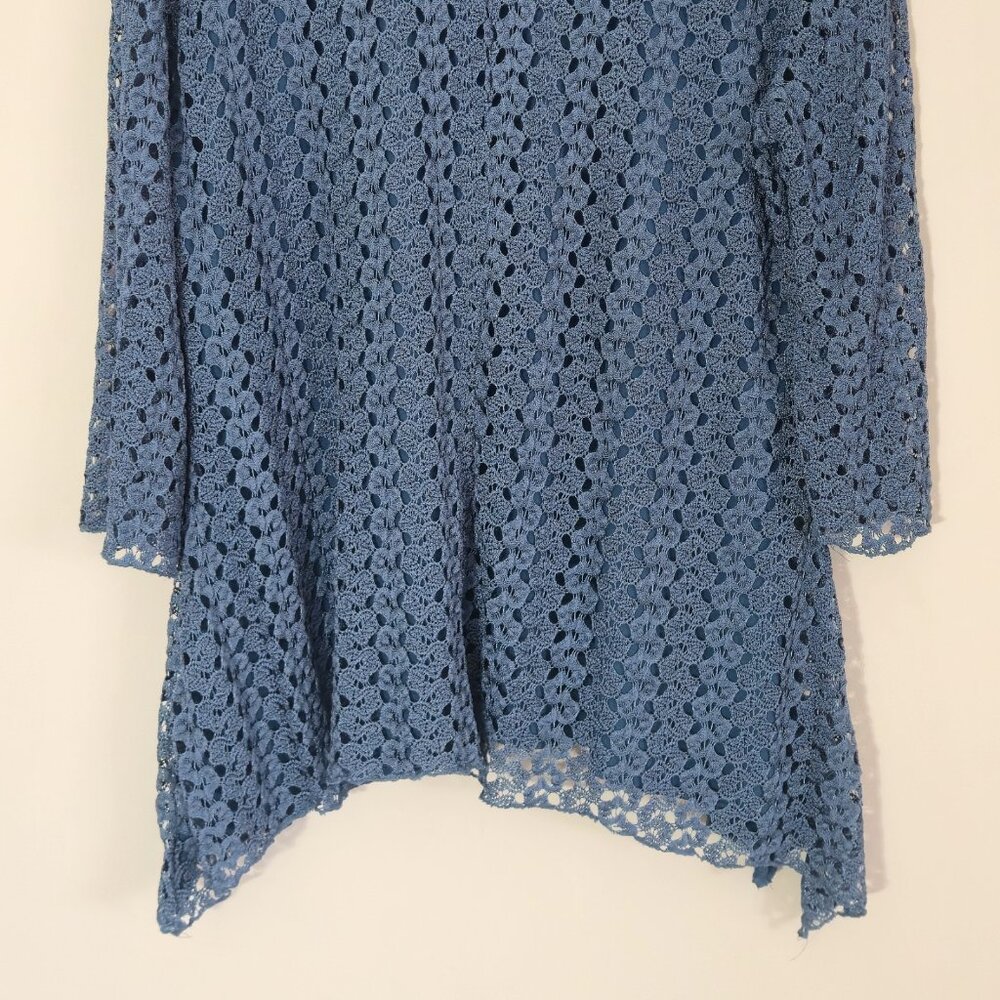 Initiatives XL Blue Lace Tunic Whimsigoth Boho Chic Bohemian Romantic Fairycore - Picture 4 of 10